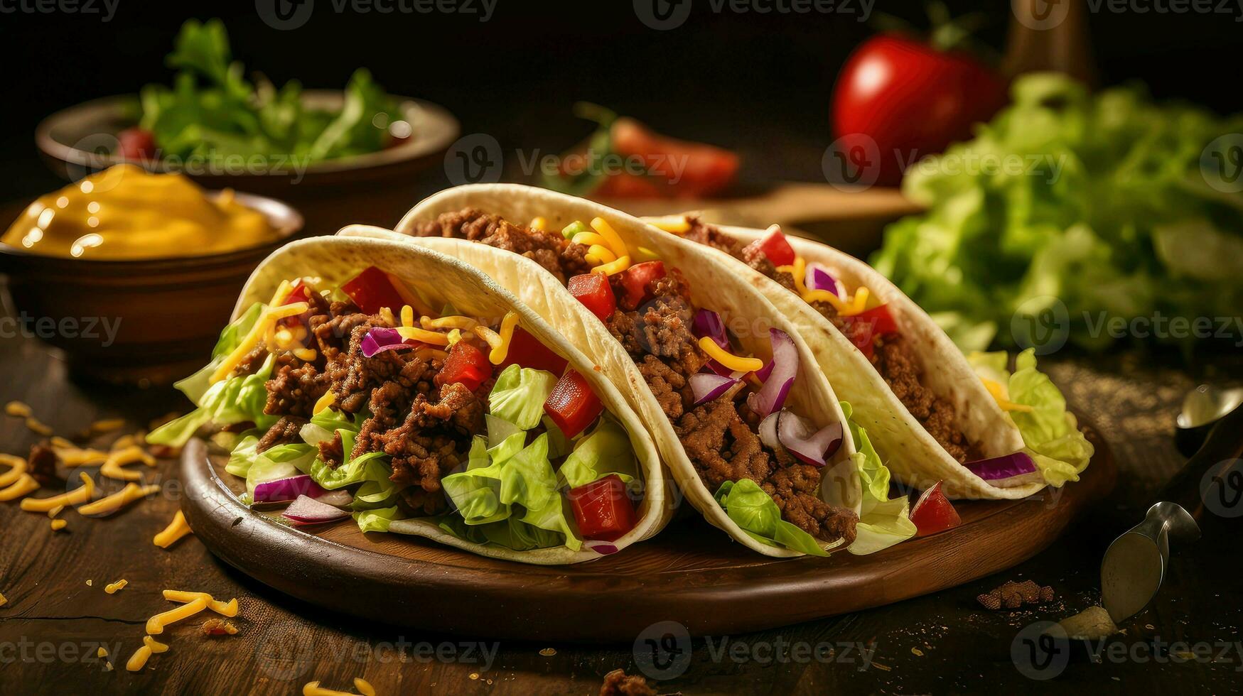 ai generiert Küche würzig Taco Essen foto