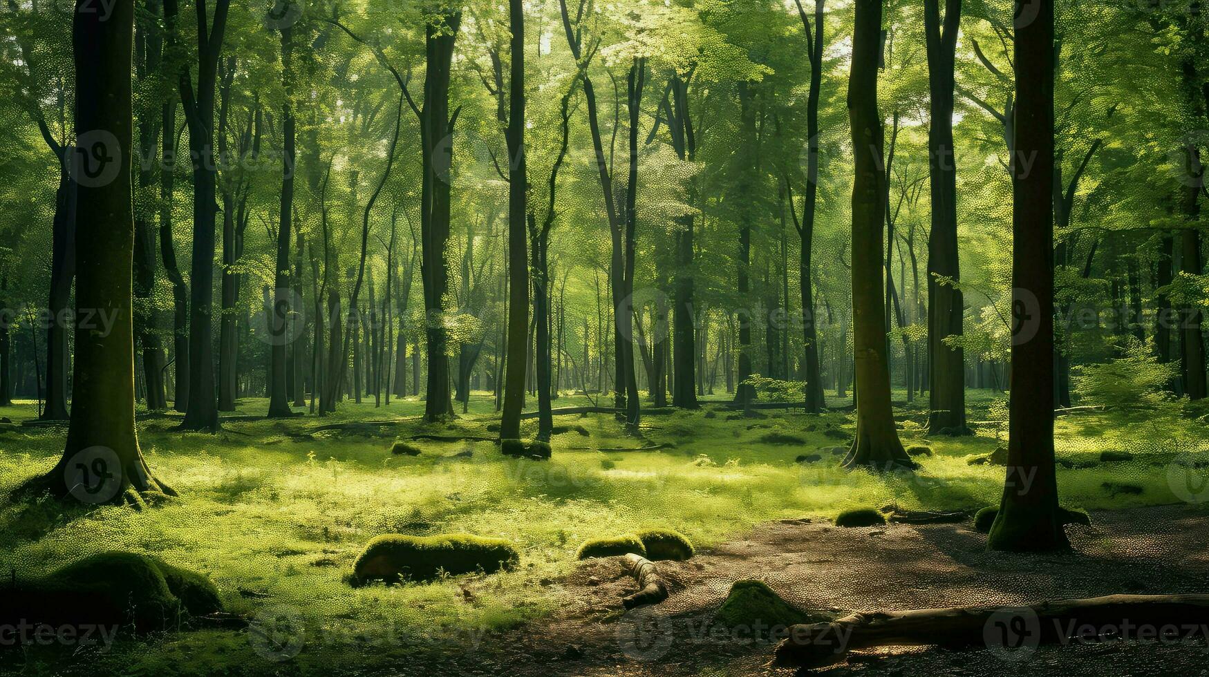 ai generiert Bäume Wald Öko Hintergrund foto