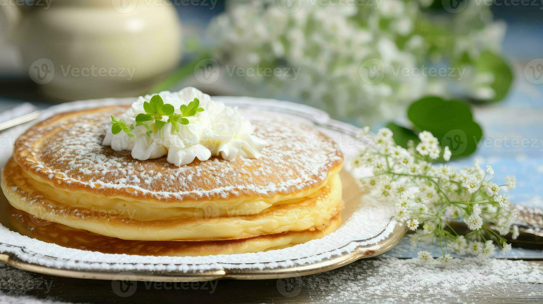 ai generiert Brunch gebacken Pfannkuchen Essen foto