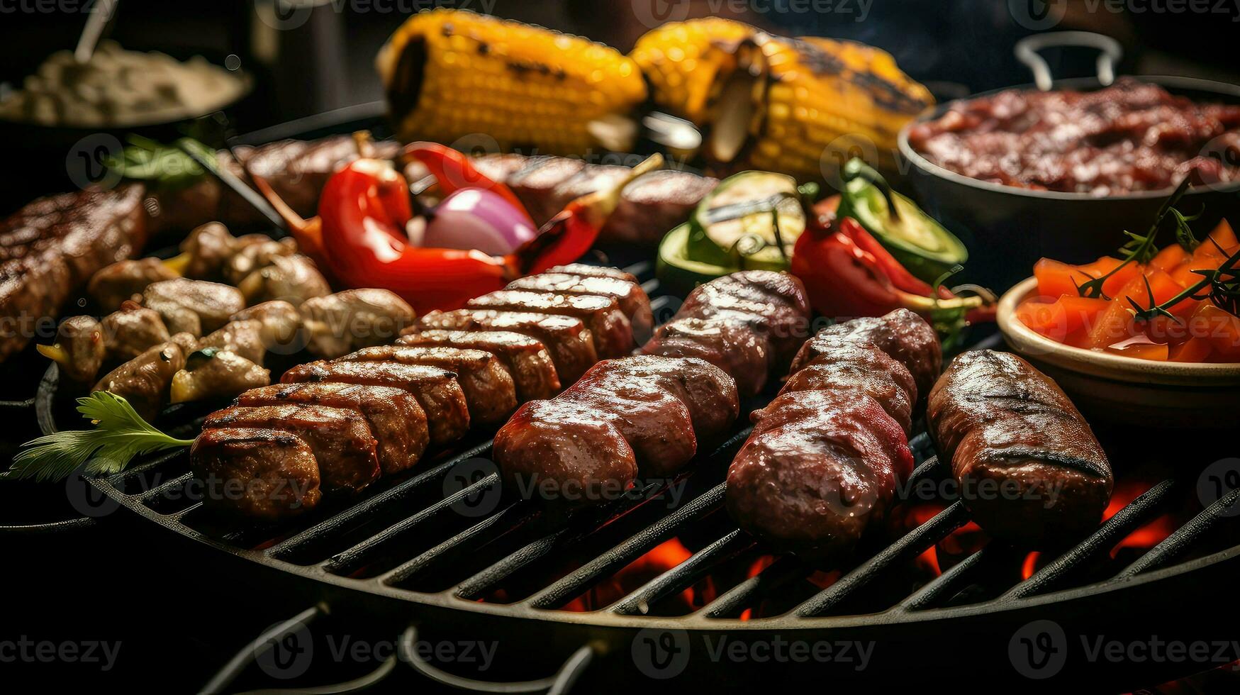 ai generiert Steak Holzkohle Grill Essen foto