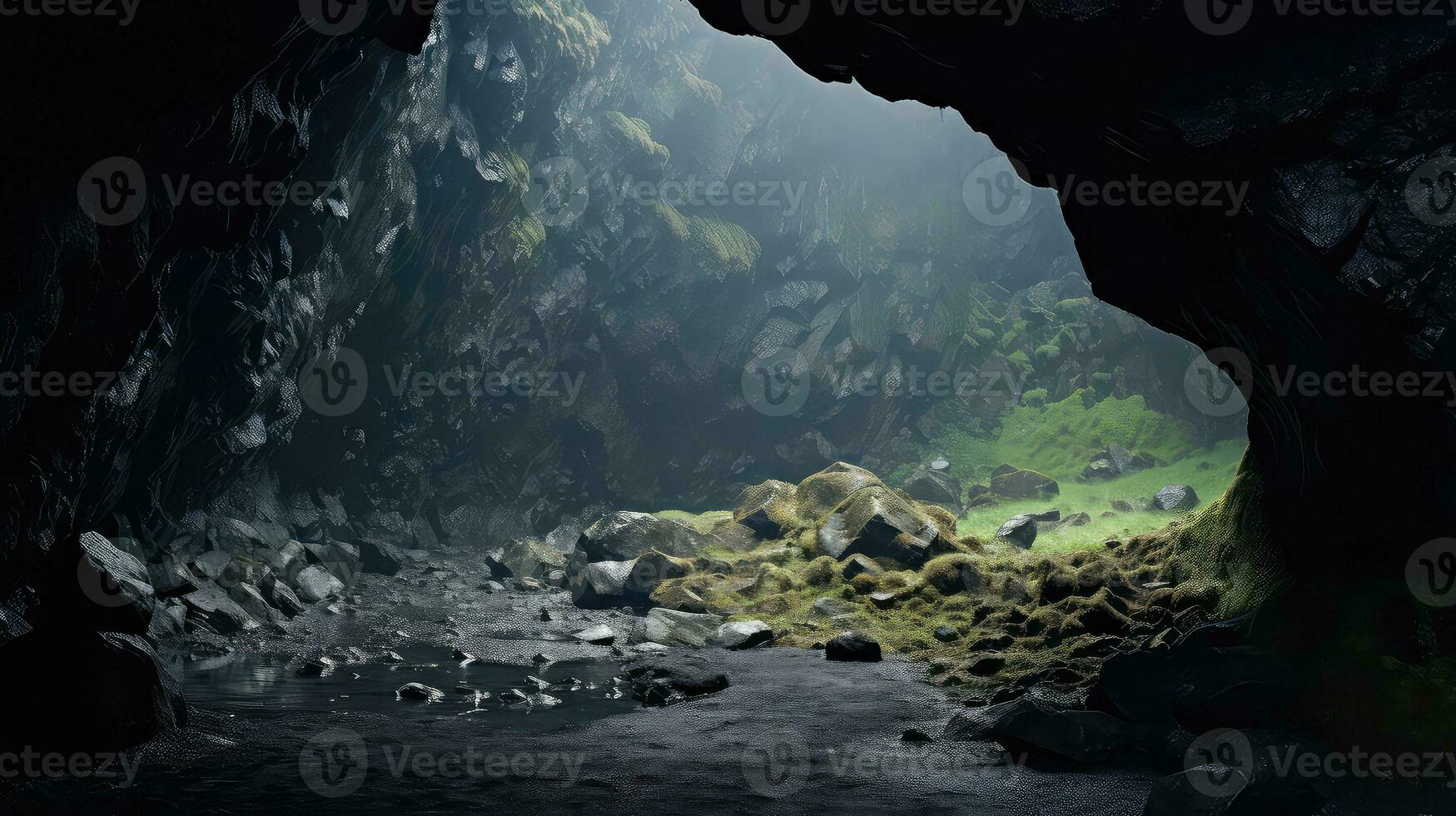 ai generiert Erkundung Lava Röhren Höhle foto