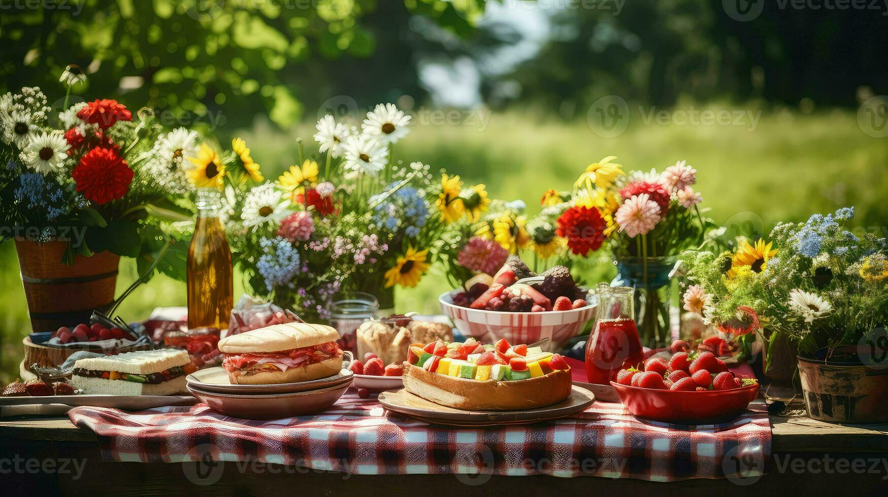 ai generiert Burger Urlaub Picknick Essen foto