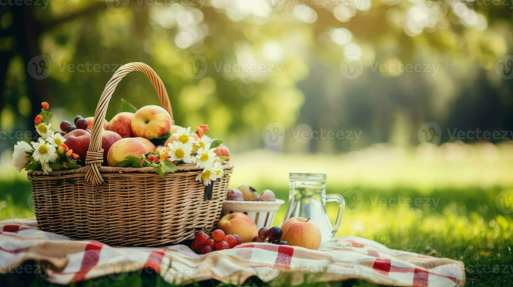 ai generiert Mittagessen Korb Picknick Essen foto