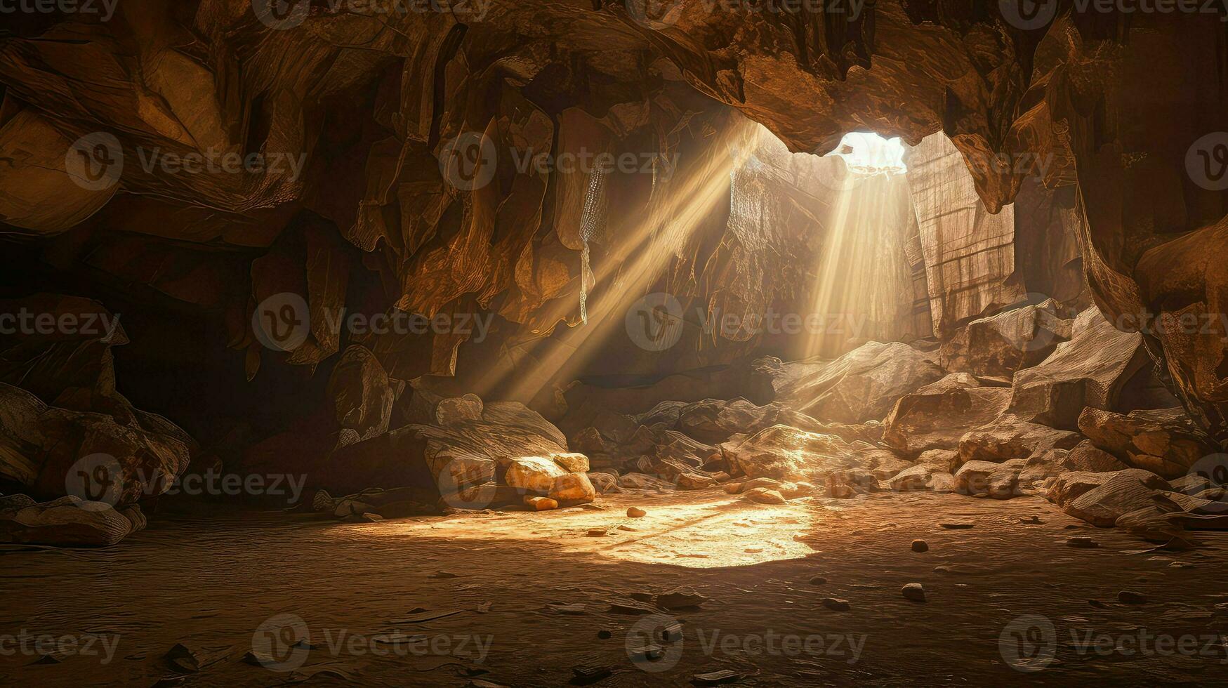 ai generiert Felsbrocken Talus Höhle Landschaft foto