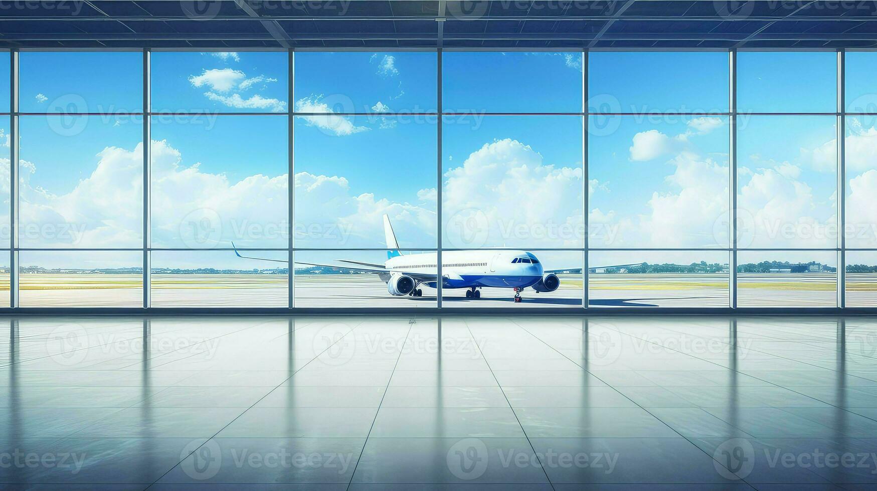 ai generiert Flugzeug Fenster Flughafen Hintergrund foto