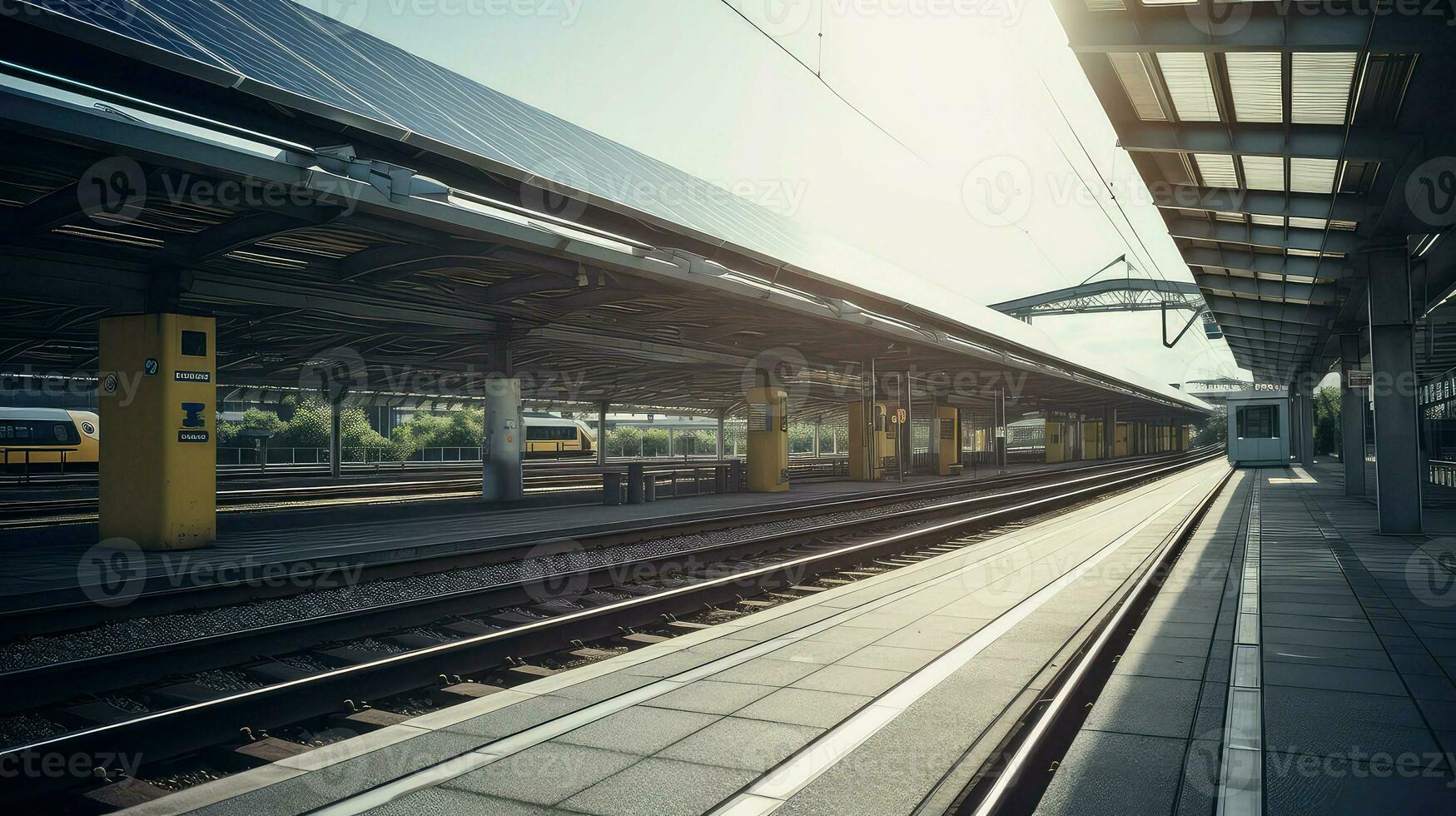 ai generiert Elektrizität Bahnhof Energie Hintergrund foto