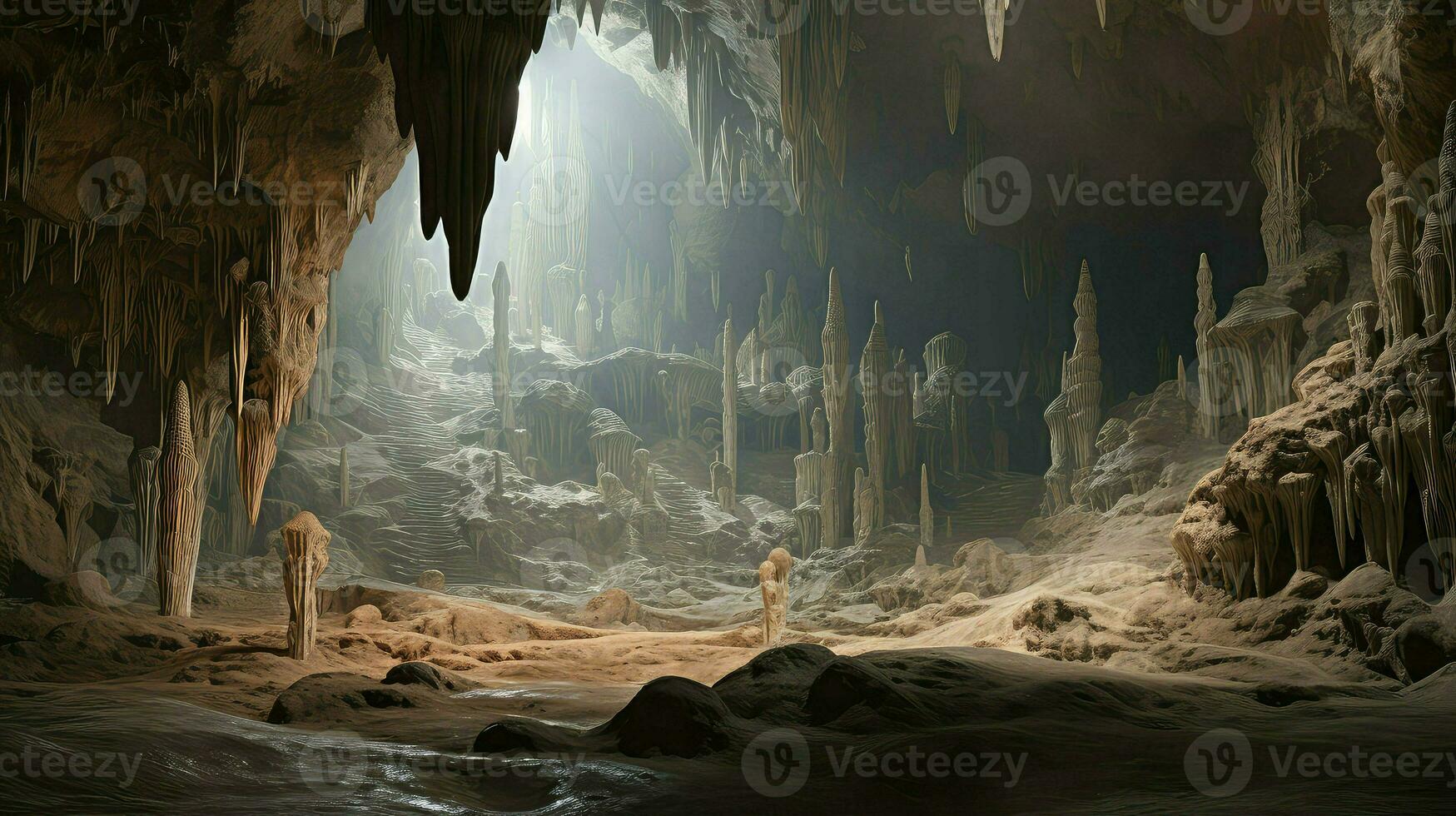 ai generiert Natur Lösung Höhle Landschaft foto