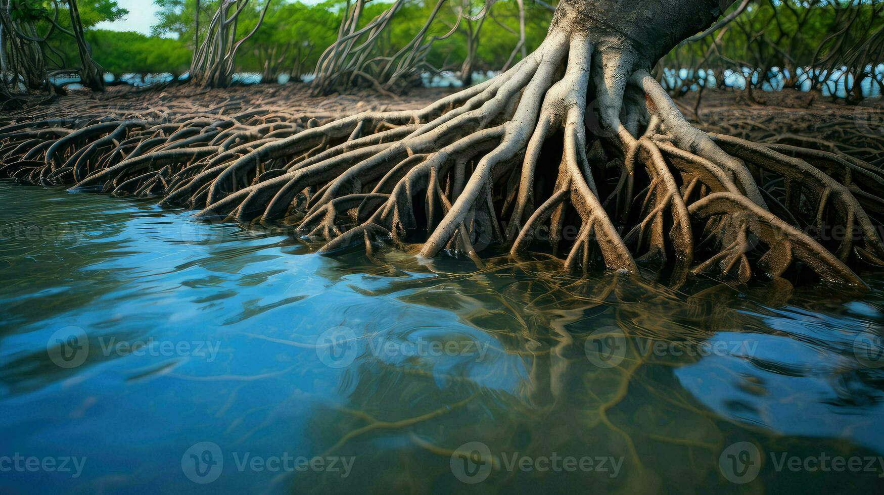 ai generiert Feuchtgebiet Mangrove Sumpf Landschaft foto