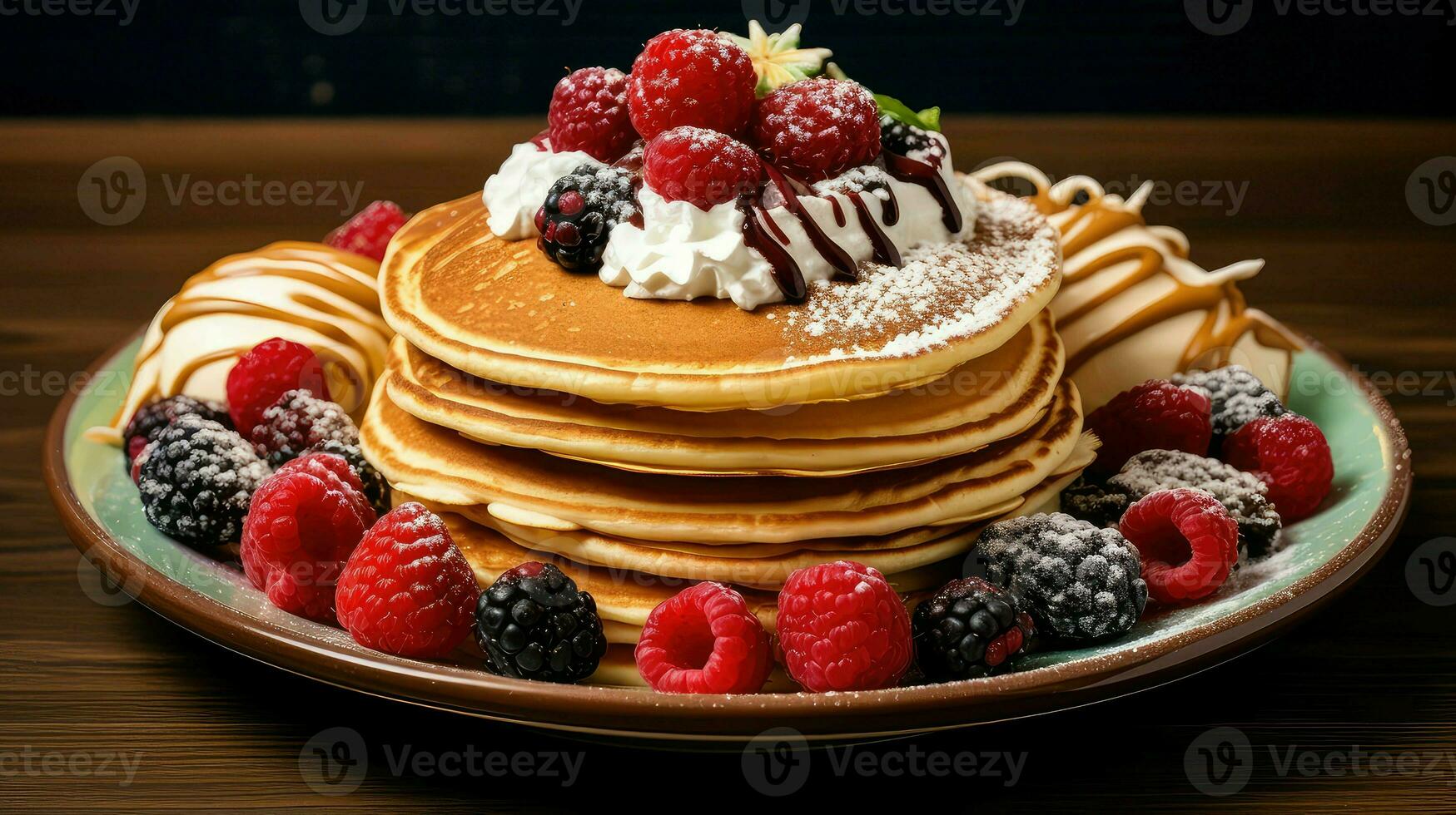 ai generiert Butter Pfannkuchen Pfannkuchen Essen foto