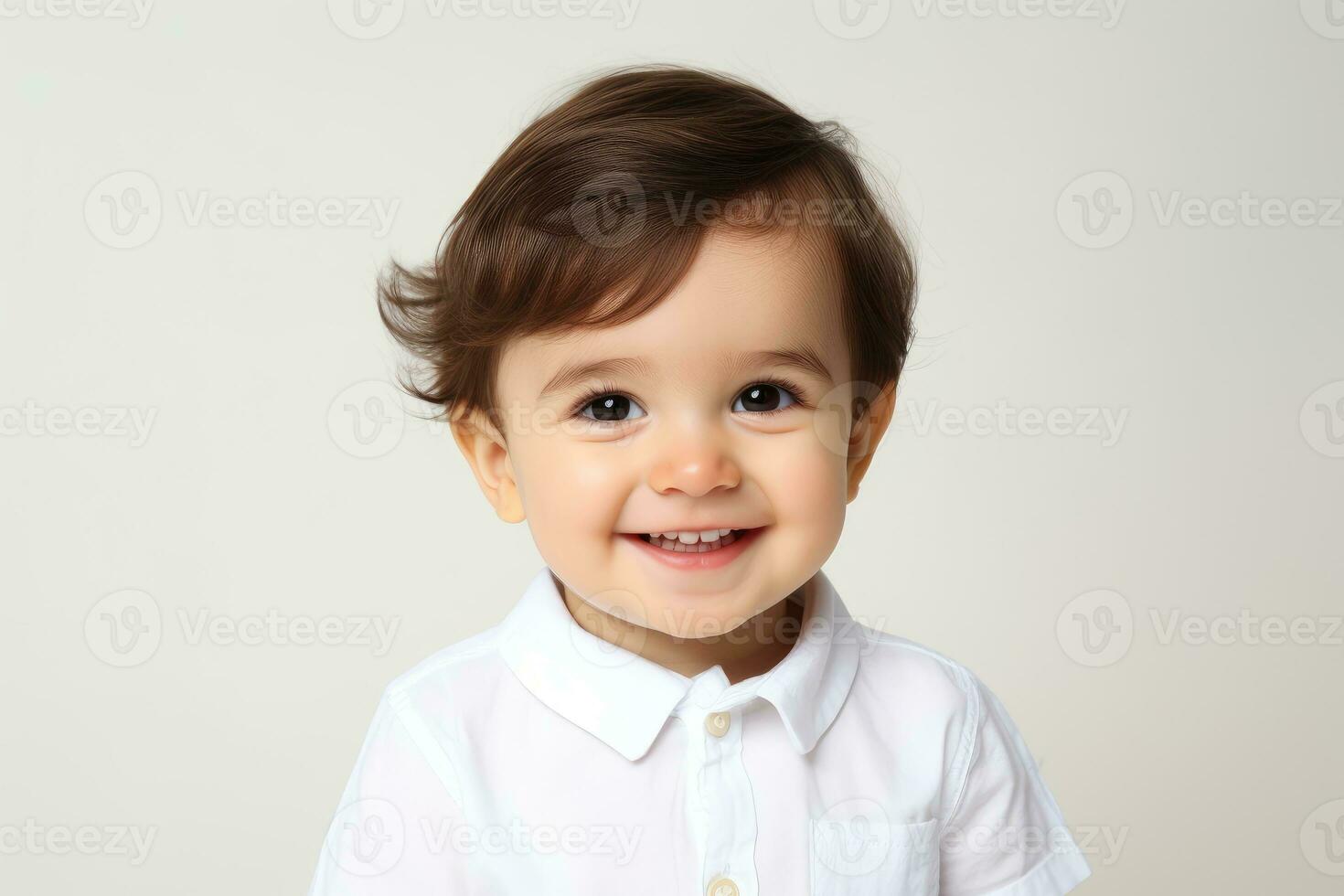 Porträt von ein Kinder lächelnd isoliert auf Weiß Hintergrund. generativ ai foto