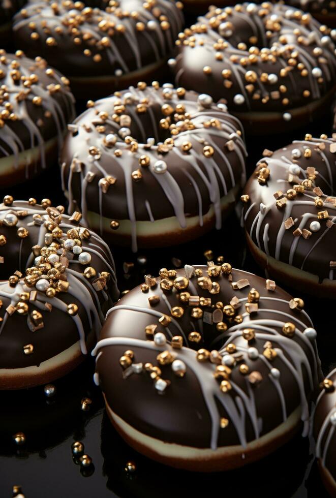 ai generiert Schokolade bestreut Donuts wurden ein groß schlagen beim das 2015 Intelligenz Auszeichnungen foto