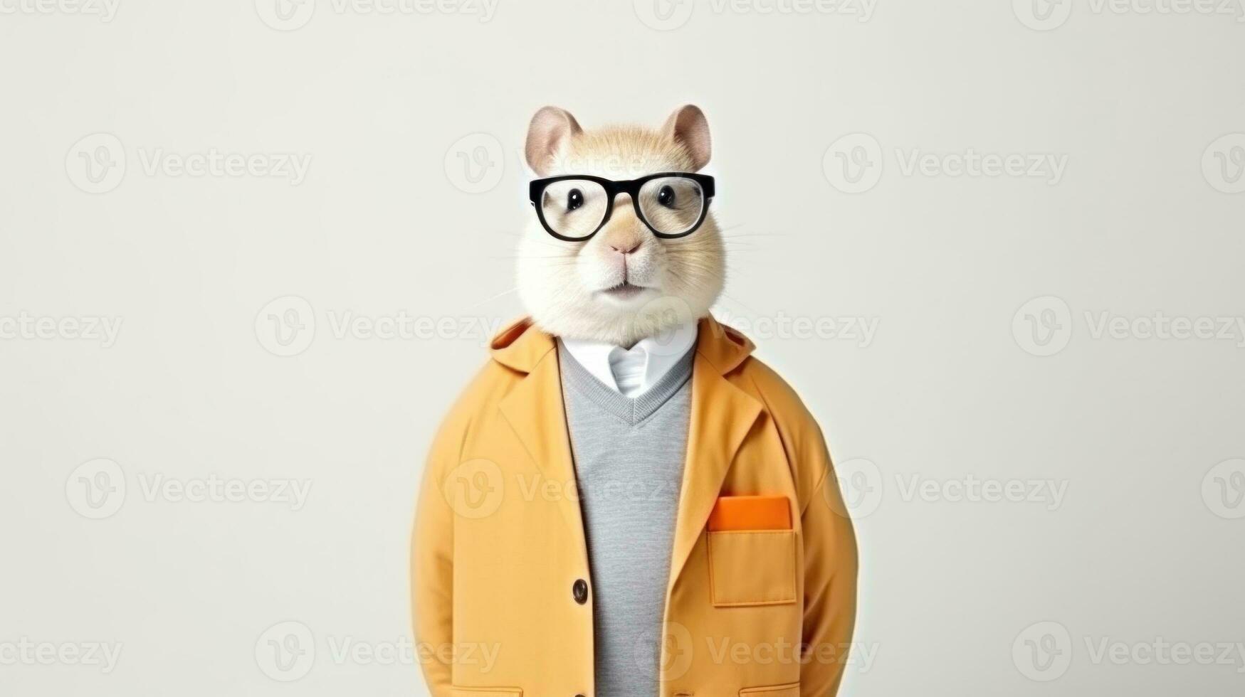 ai generiert ein Hamster Wissenschaftler tragen Brille und ein Jacke, ai foto