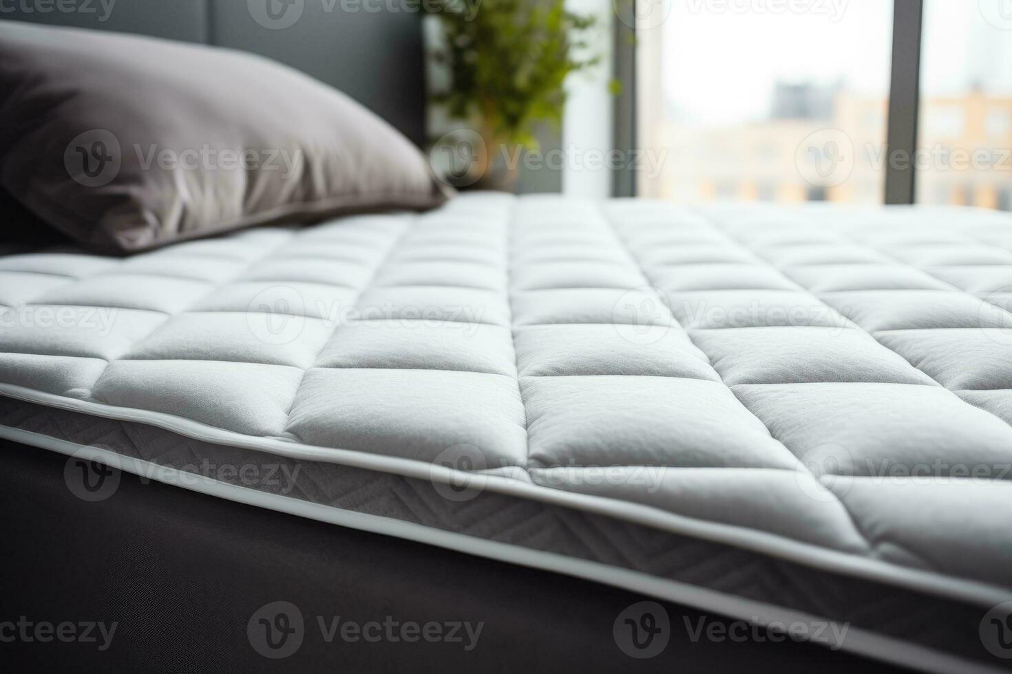 ai generiert Detail von das Matratze Schutz im das Bett foto