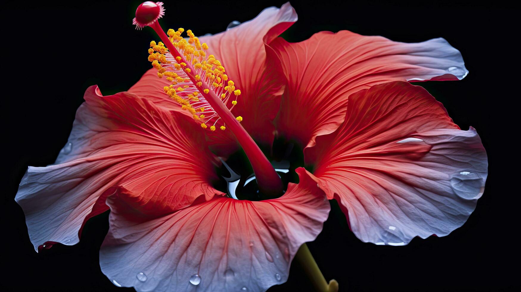 ai generiert ein Hibiskus Blume mit ein schwarz hintergrund.ai generiert. foto