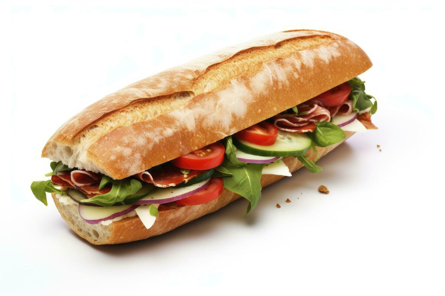 ai generiert Gourmet Sandwich isoliert auf Weiß Hintergrund. ai generiert foto