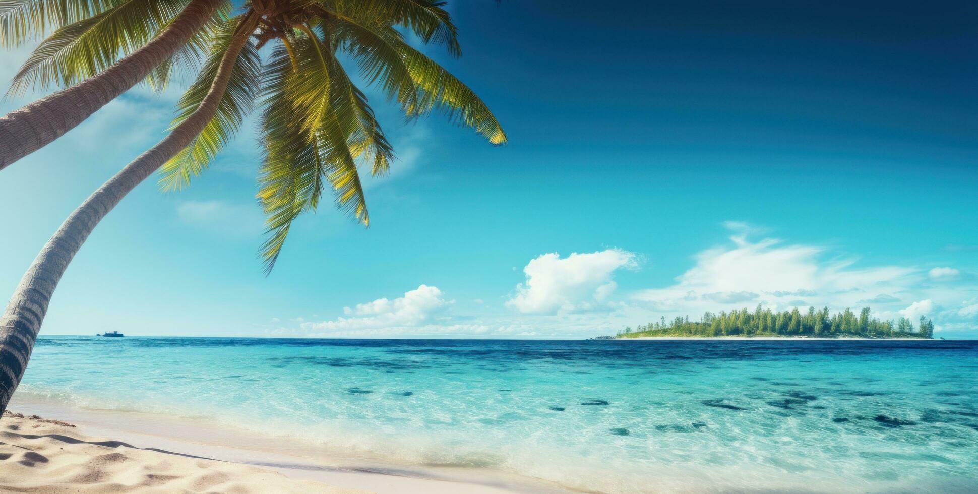 ai generiert Palme Baum auf das Strand foto
