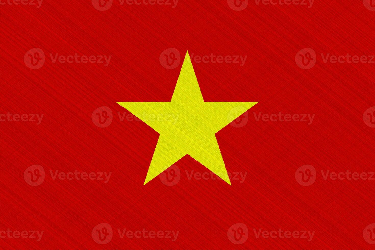 Flagge von sozialistisch Republik von Vietnam auf ein texturiert Hintergrund. Konzept Collage. foto