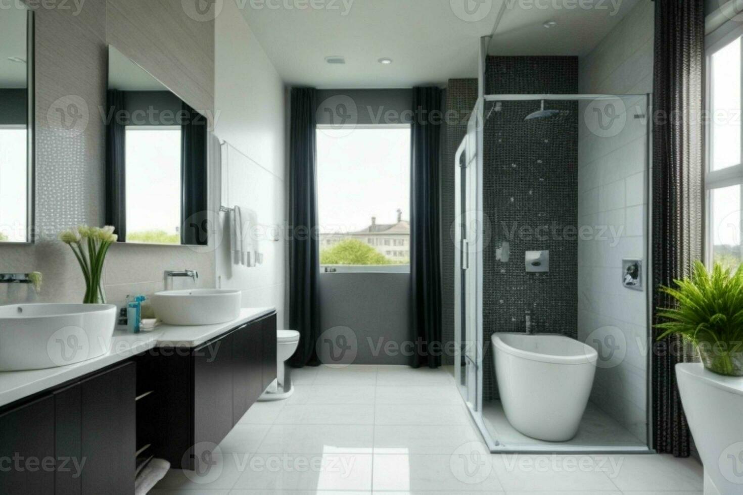 ai generiert zeitgenössisch Stil Badezimmer. Profi Foto