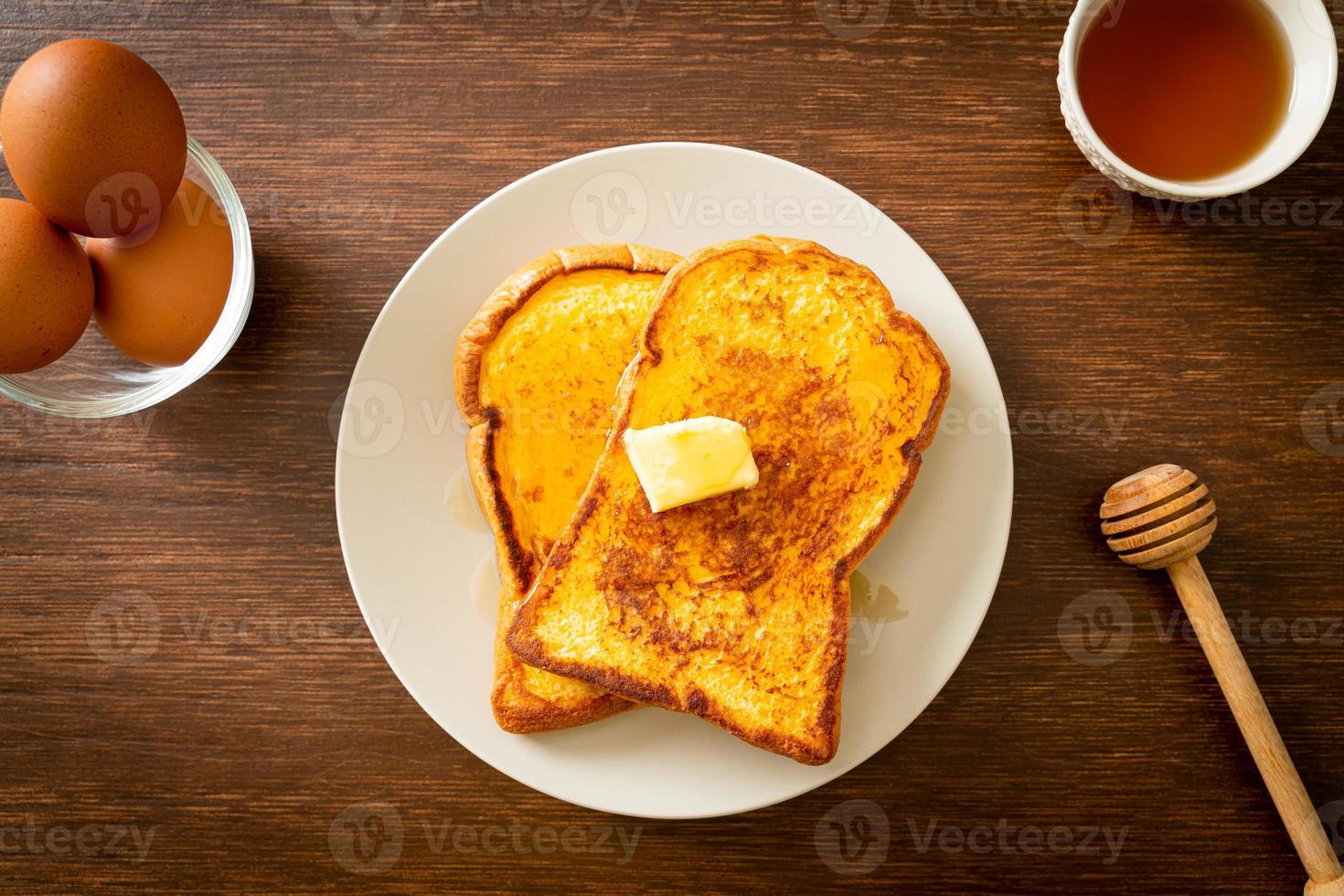 French Toast mit Butter und Honig foto