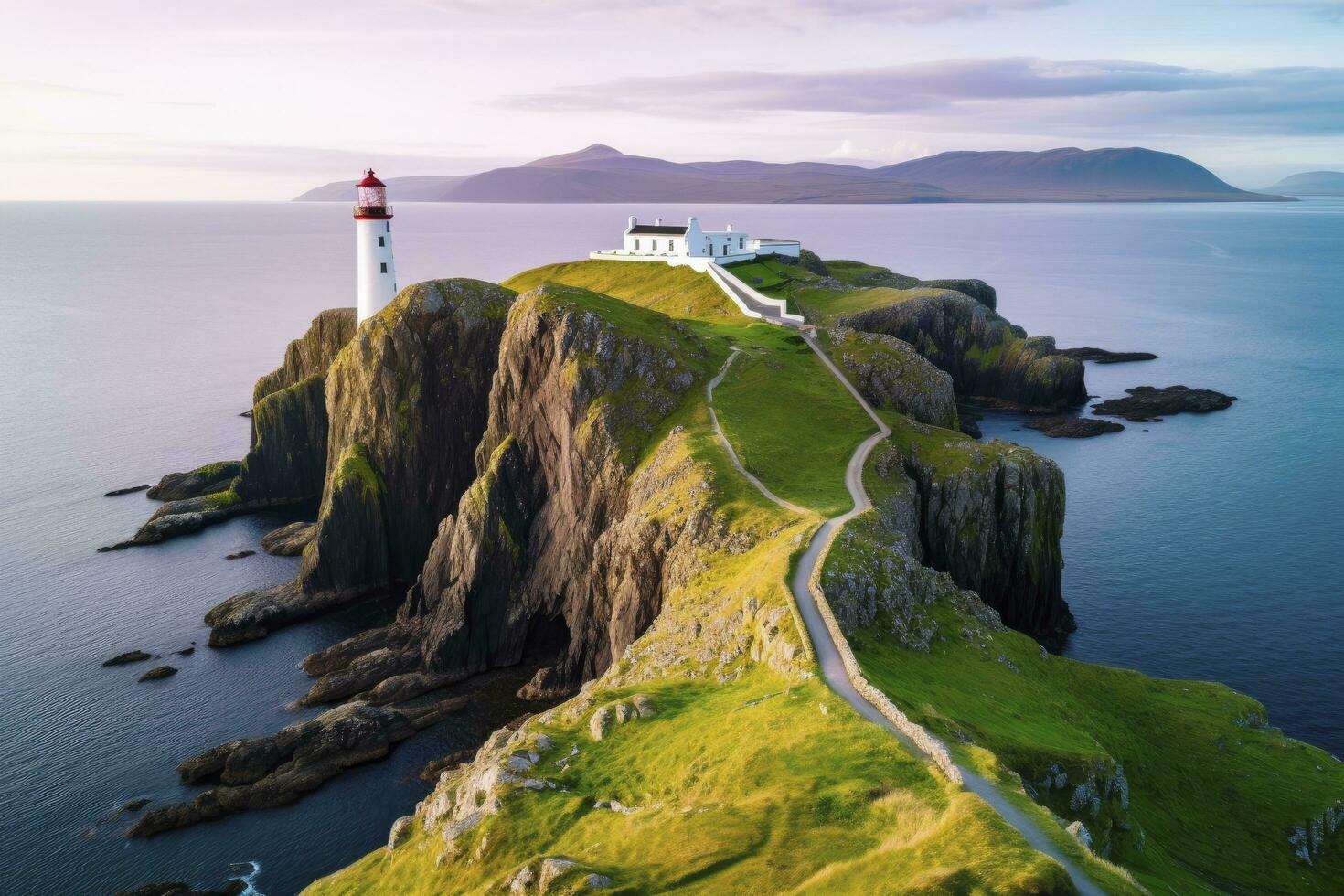 ai generiert Skye Insel Nest Punkt Leuchtturm im Hochland. ai generiert foto