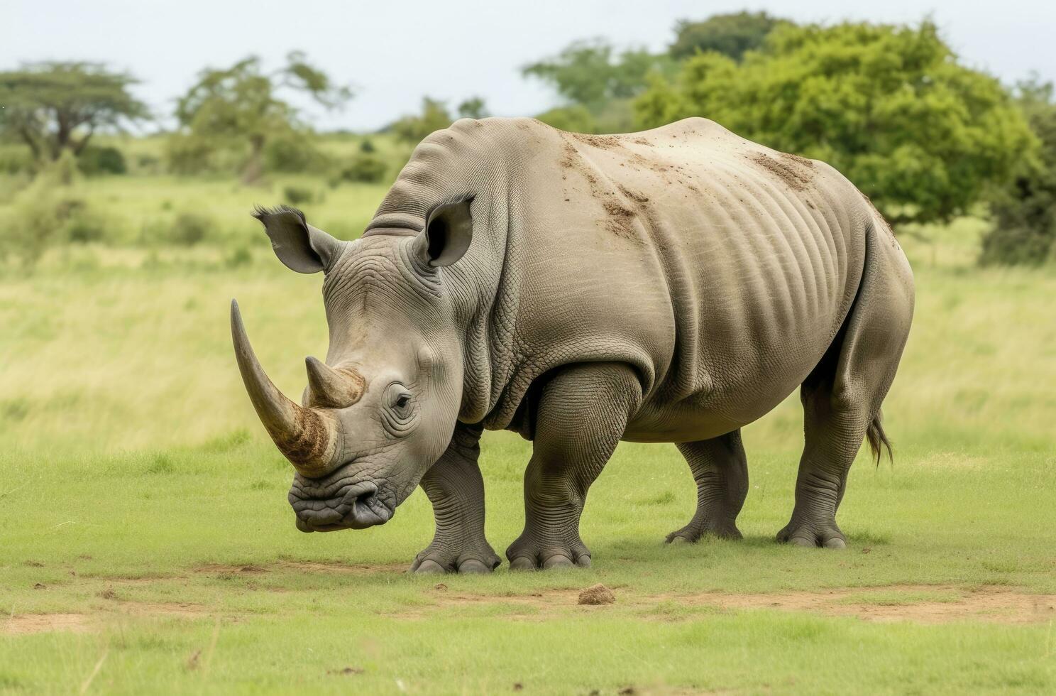 ai generiert Weiß Nashorn Weiden. ai generiert foto