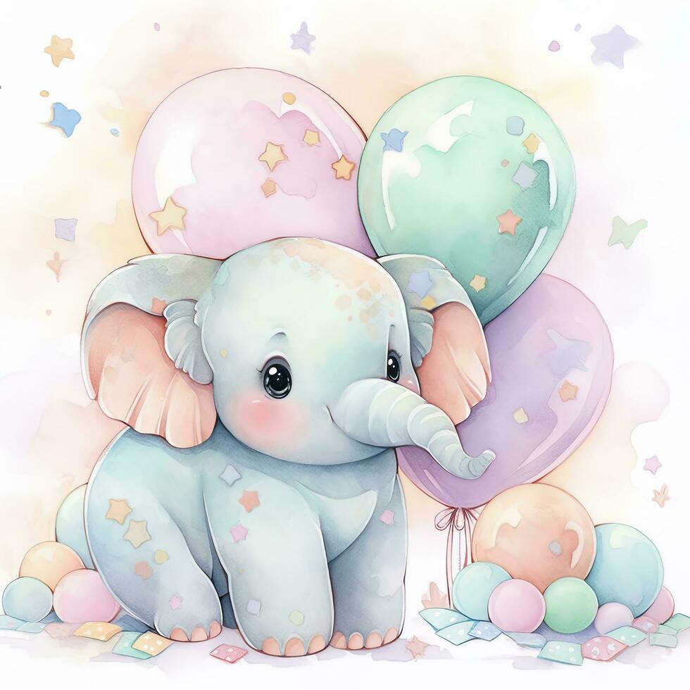 ai generiert Aquarell Baby Elefant. ai generiert foto