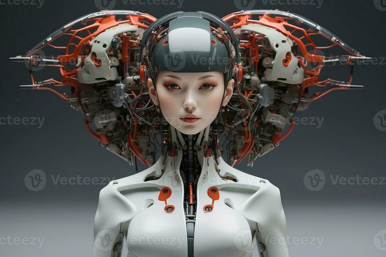 ai generiert ai weiblich Cyborg futuristisch Technologie künstlich Intelligenz Mädchen Illustration. foto