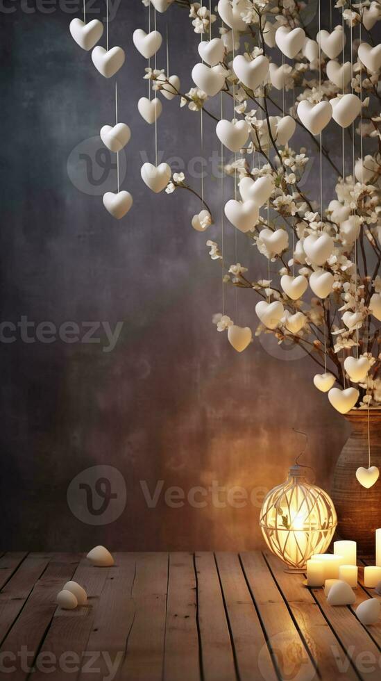 ai generiert schön Vertikale Hintergrund zum Valentinstag Tag foto