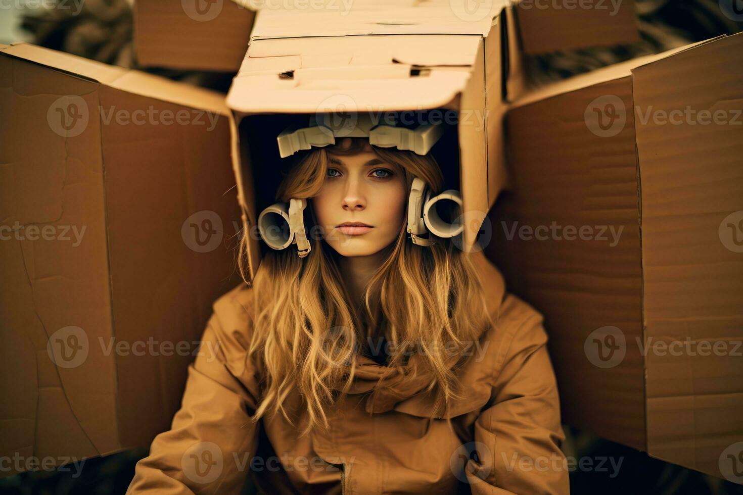 ai generiert ein kreativ Vision im ein Box - - ein Hipster einzigartig Stil foto