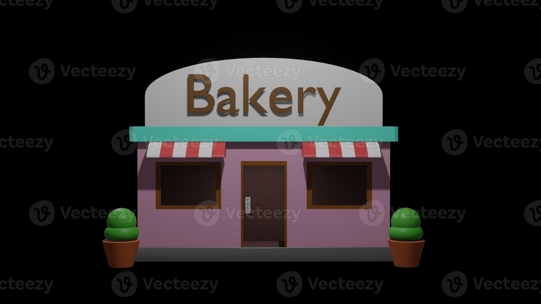 3D-Rendering-Bäckerei perfekt für Szenenhintergrund foto