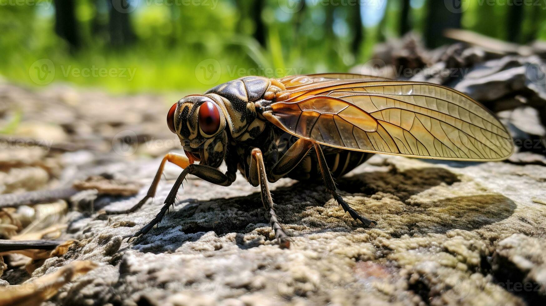 ai generiert Foto von Zikade auf ein Boden. generativ ai