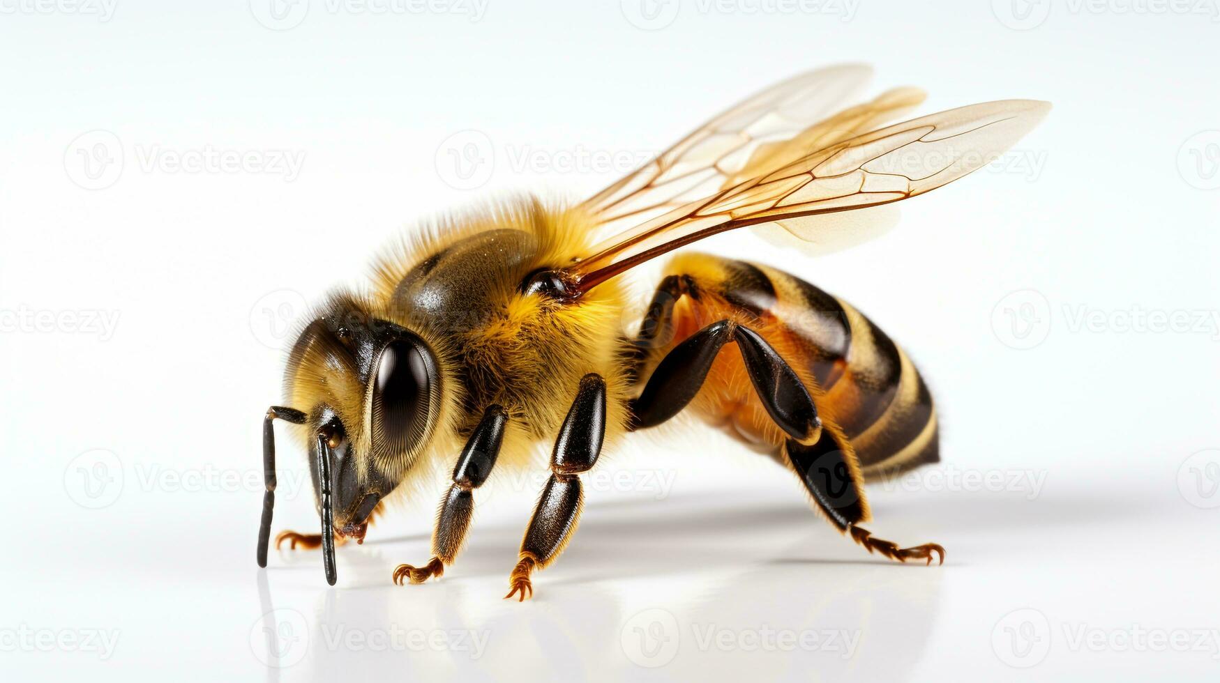ai generiert Foto von Honig Biene isoliert auf Weiß Hintergrund. generativ ai
