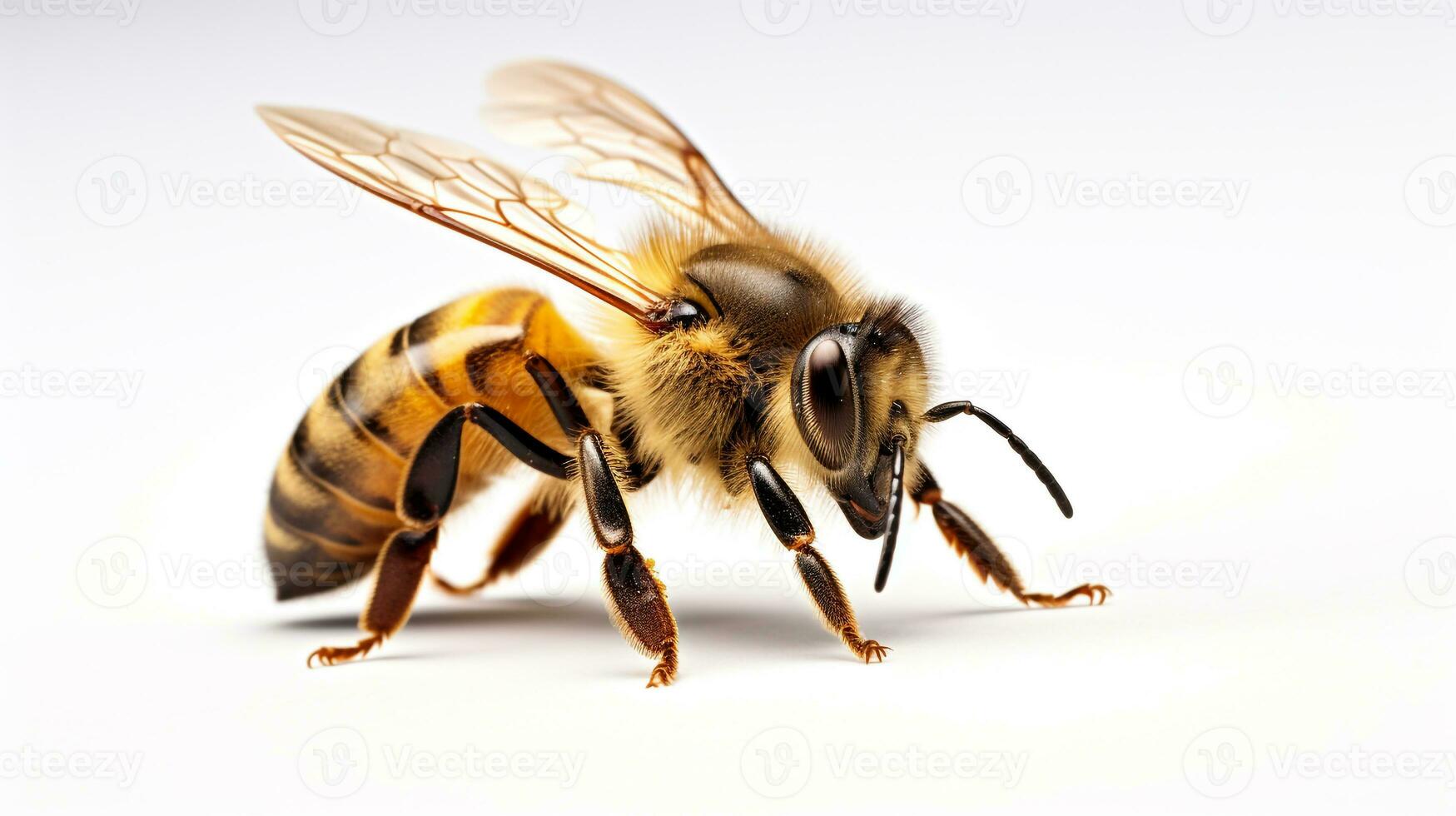 ai generiert Foto von Biene isoliert auf Weiß Hintergrund. generativ ai