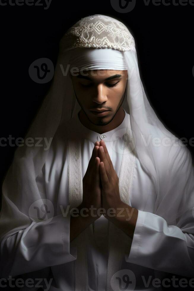 ai generiert das vielfältig Welt von Islam - - ein Muslim beten foto