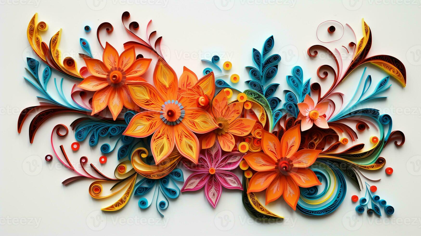 ai generiert quilling Kunst zum Neu Jahr Vorabend. generativ ai foto