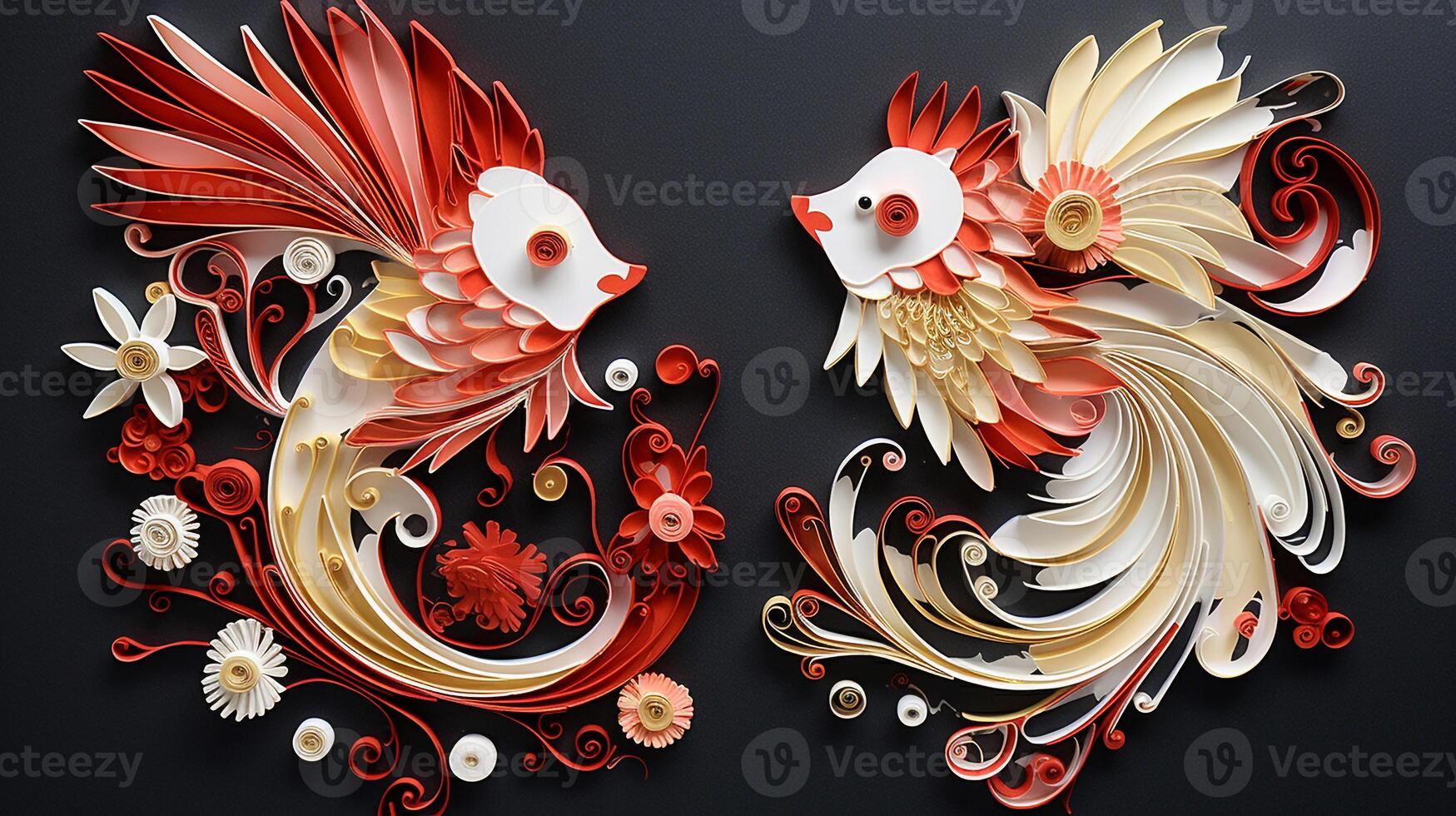 ai generiert quilling Kunst zum Neu Jahr Vorabend. generativ ai foto