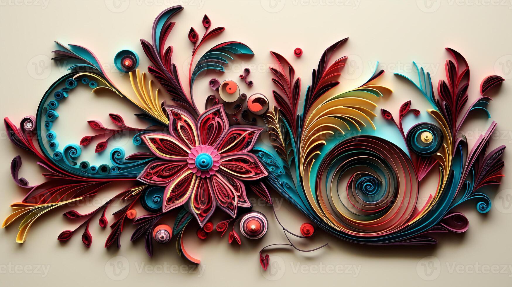 ai generiert quilling Kunst zum Neu Jahr Vorabend. generativ ai foto