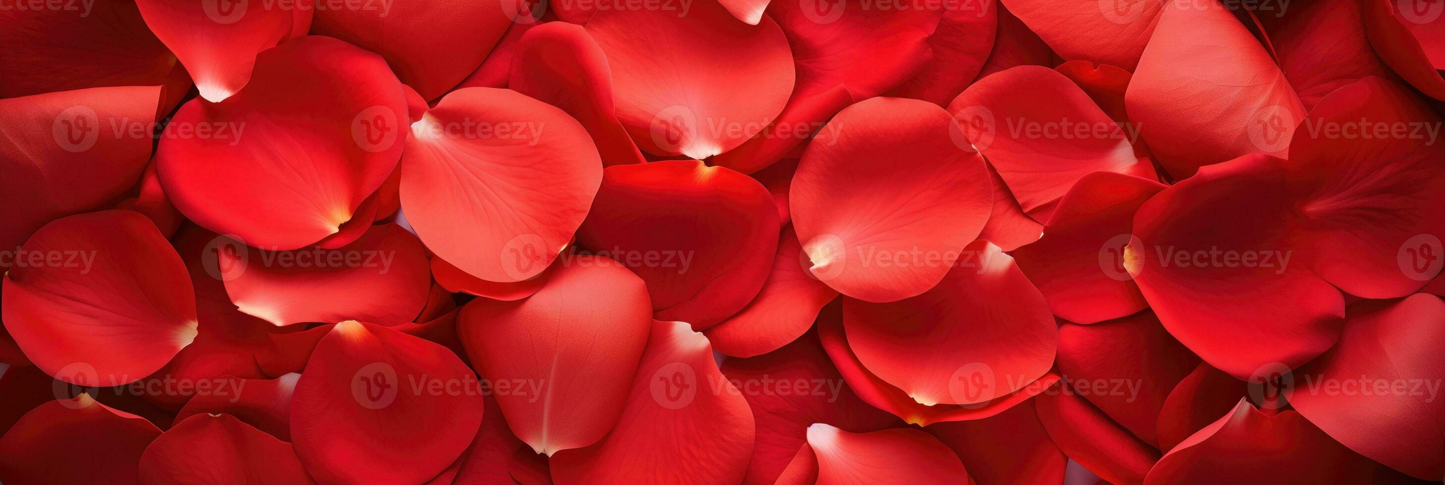 ai generiert oben Aussicht von ein rot Rose Blütenblatt mit ein romantisch Palette zum st Valentinsgrüße Tag Konzept Hintergrund foto