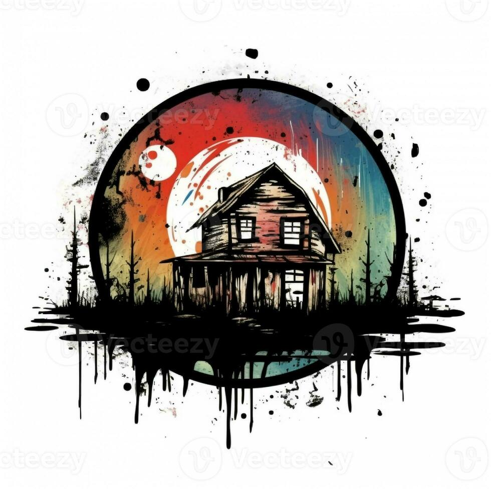 ai generiert Grunge Haus Logo. generativ ai foto