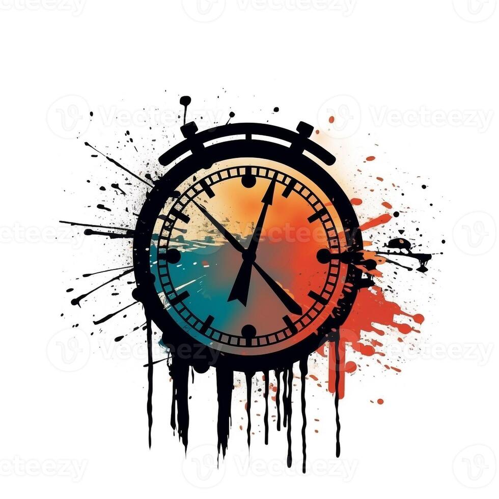 ai generiert Grunge Uhr Logo. generativ ai foto