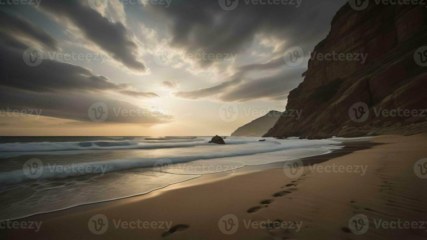 ai generiert Sonnenuntergang auf das Strand. generativ ai foto