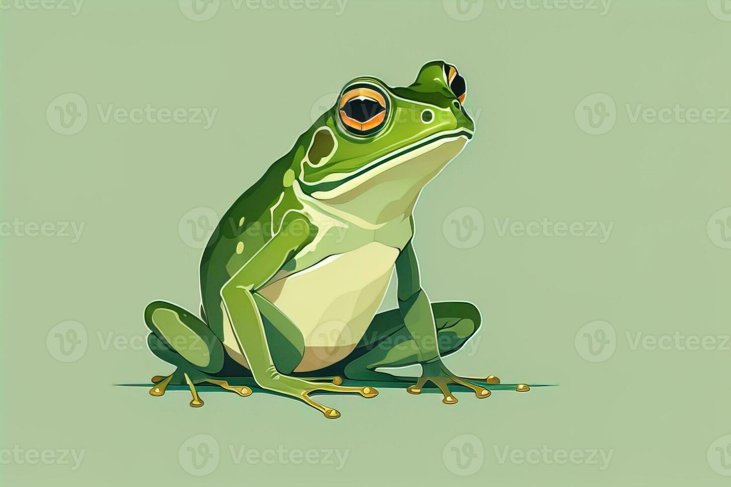 ai generiert Frosch auf ein Grün Hintergrund. Vektor Illustration von ein Frosch. ai generativ foto