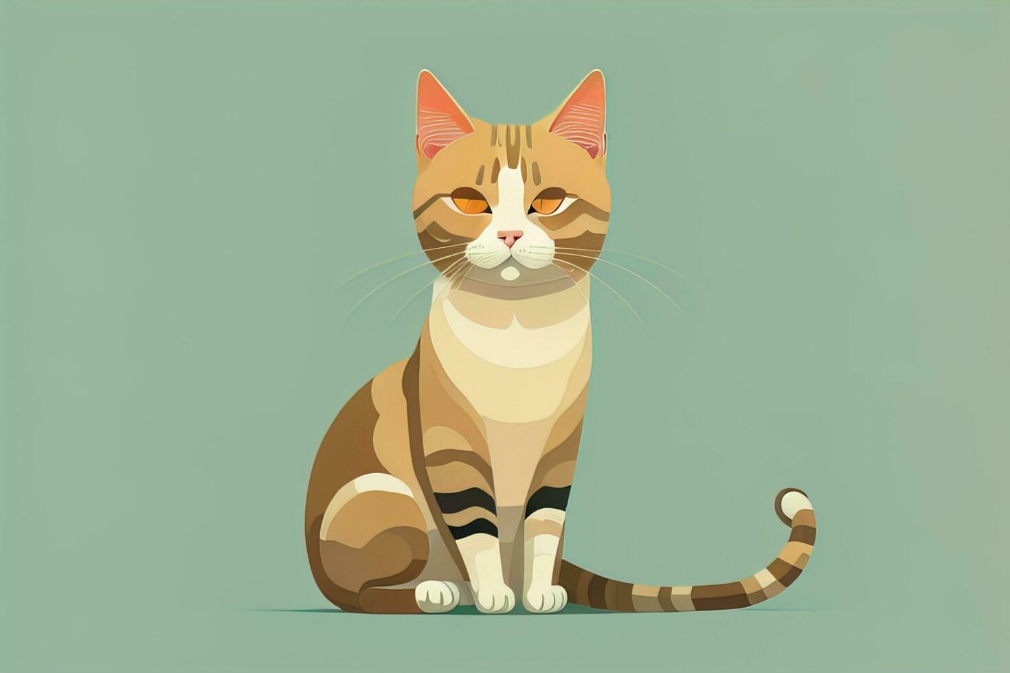 ai generiert süß Katze Sitzung auf das Boden. Vektor Illustration im retro Stil. ai generativ foto