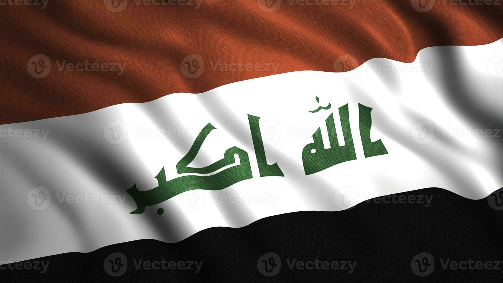 Hintergrund von schön winken Flagge von Land. Bewegung. 3d Animation mit ziehen um Flagge Leinwand. schön Flagge von Irak foto