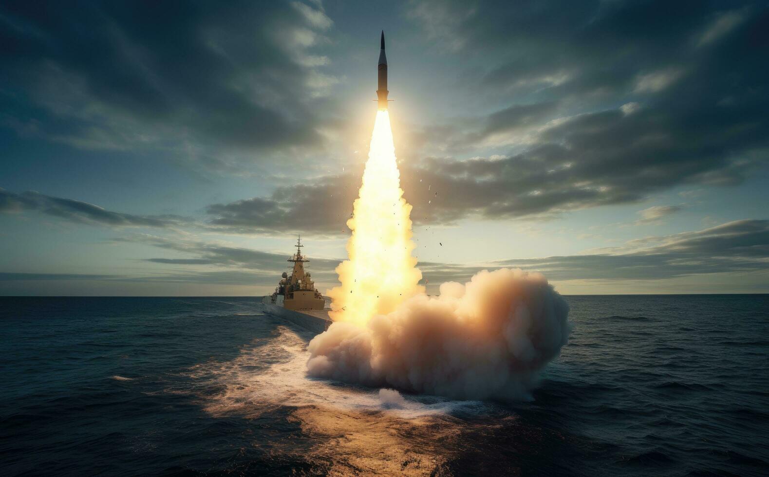 ai generiert ein Kreuzfahrt Rakete startet in das Wasser foto