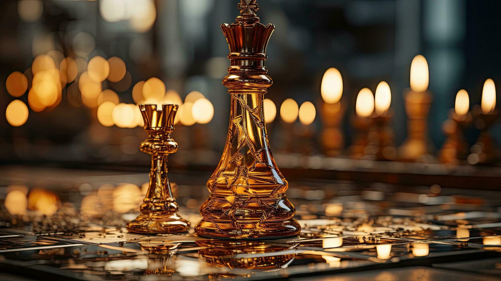 ai generiert schön Schach Stücke auf ein Schachbrett, ein intellektuell Spiel zum Herstellung strategisch richtig Entscheidungen ai generiert Bild foto
