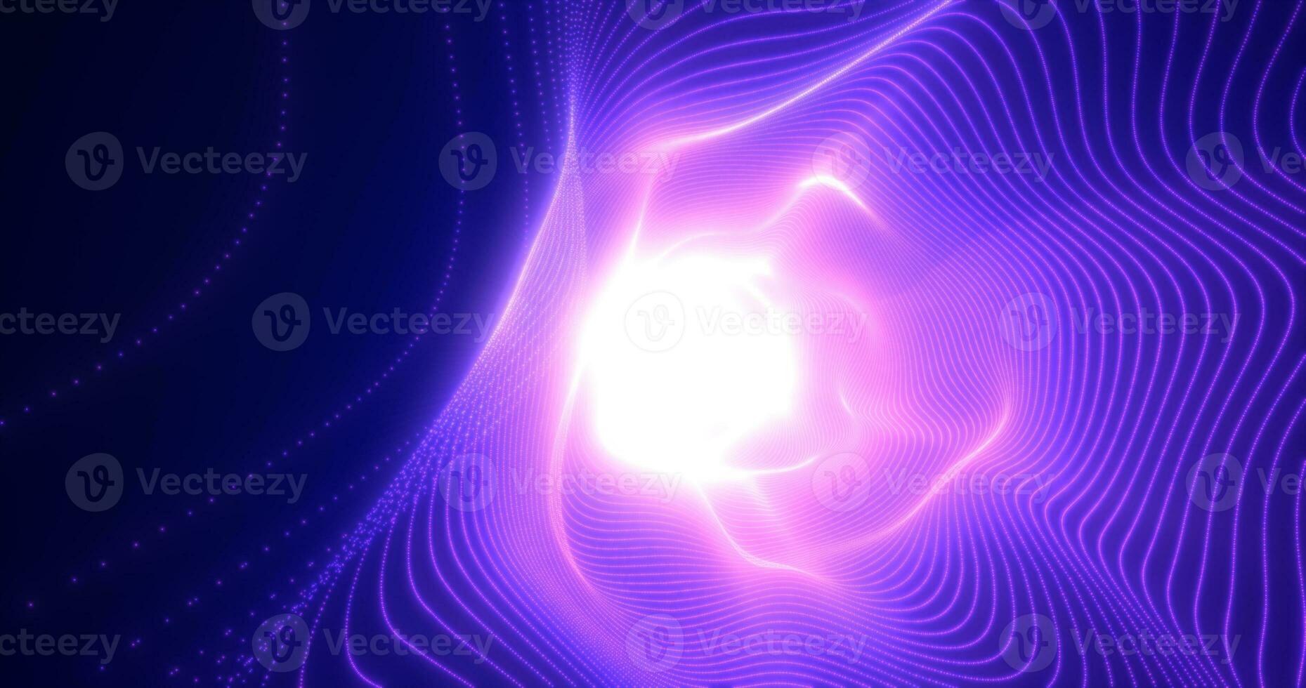 abstrakt lila Energie Tunnel gemacht von Linien und Punkte von Partikel, Tunnel glühend glänzend futuristisch Hi-Tech, abstrakt Hintergrund foto