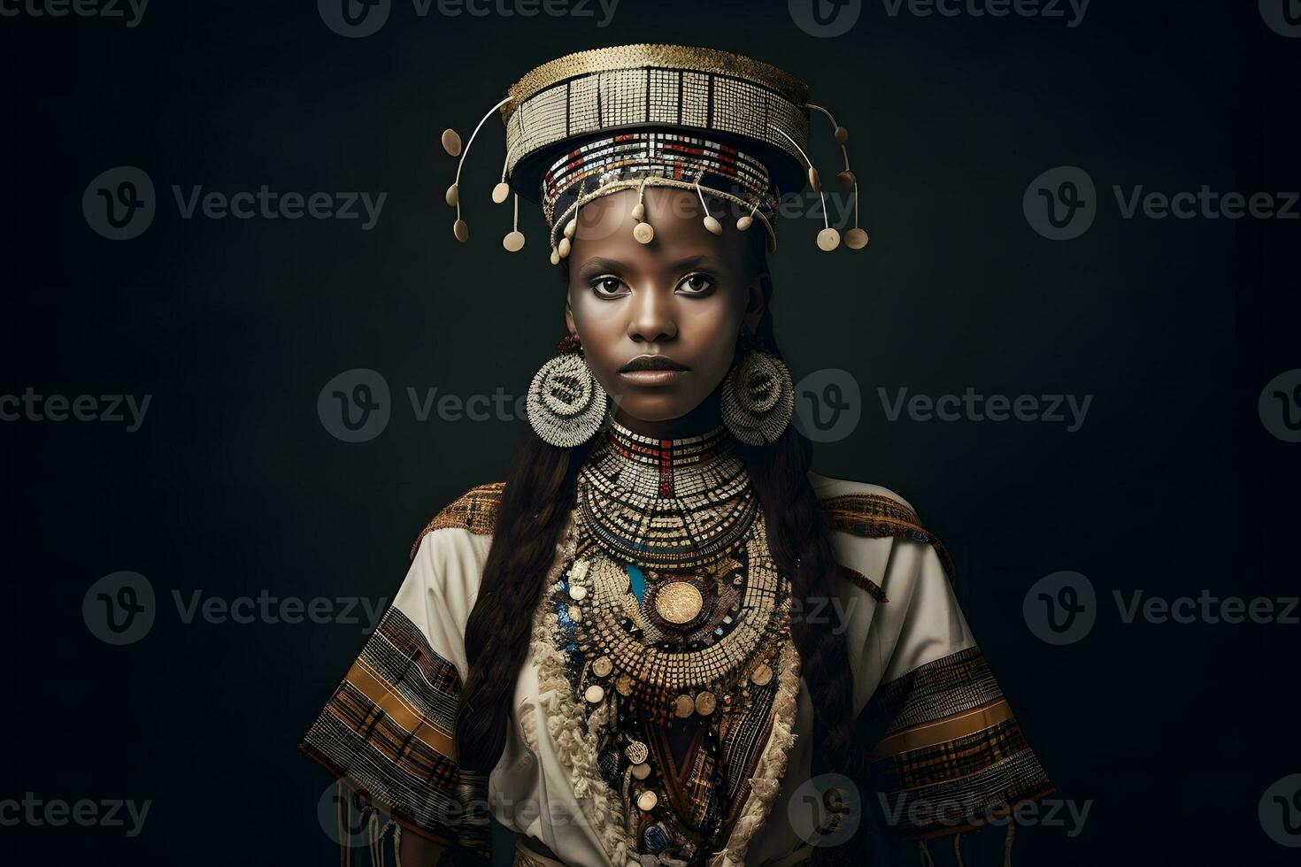 ai generiert schön afrikanisch Frau im ethnisch Kleid. neural Netzwerk ai generiert foto