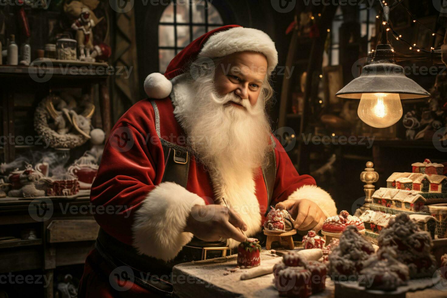 ai generiert Weihnachten dekoriert Dorf, festlich Urlaub Geist im kompliziert Detail foto