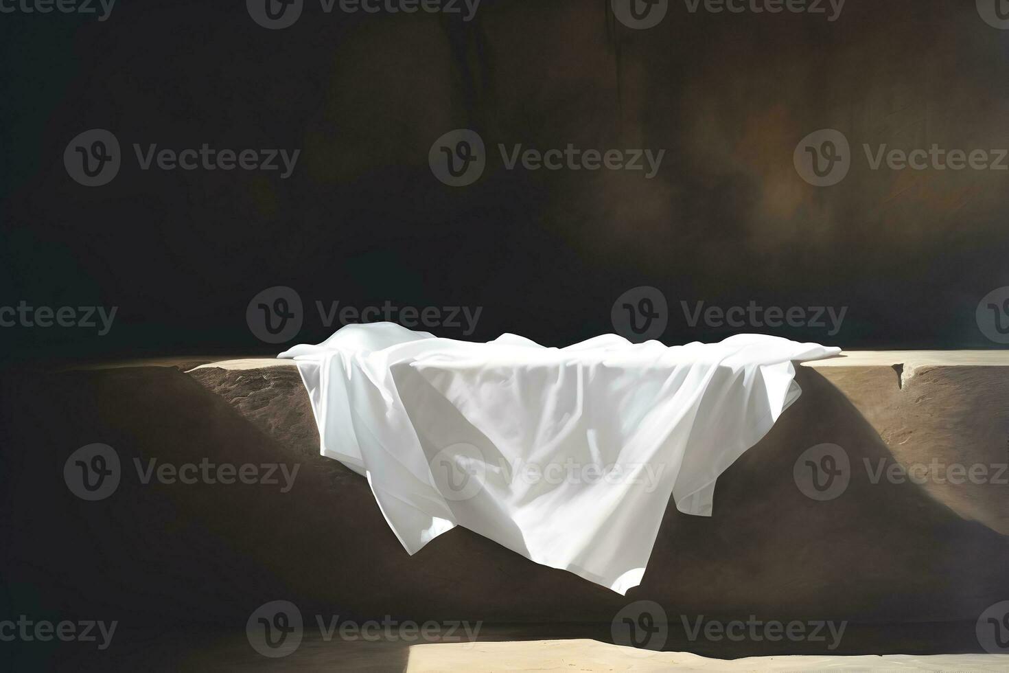 ai generiert Auferstehung von Jesus Christus Konzept. ein Leichentuch und Kreuzigung beim Sonnenaufgang foto